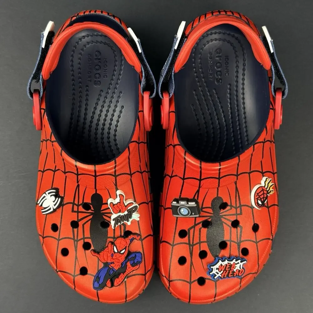 Crocs Spider-Man All-Terrain Classic Clogs Kids J4 Red Blue New No Box Marvel